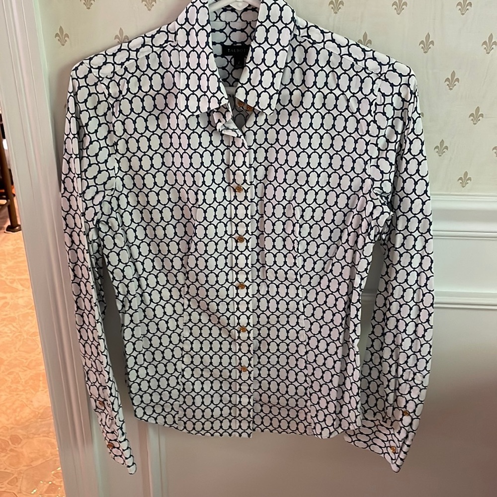 Talbots Blue & White Printed Dress Shirt